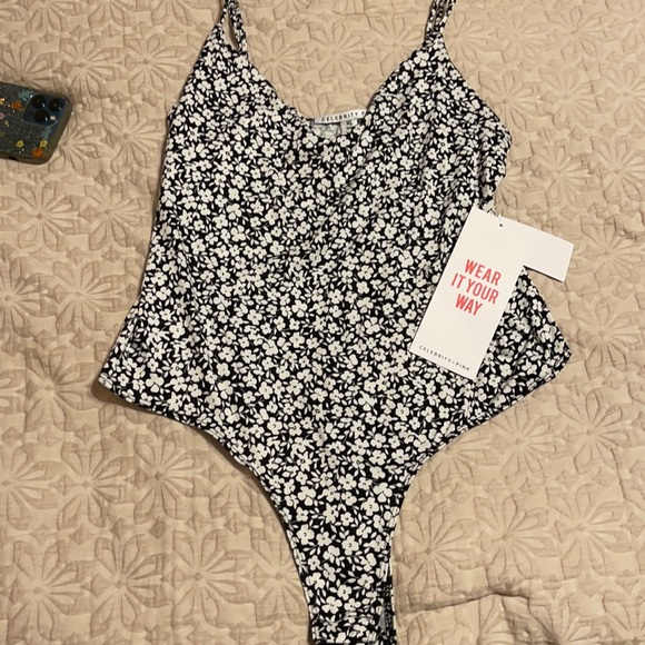 Free People Tops - Floral thong bodysuit